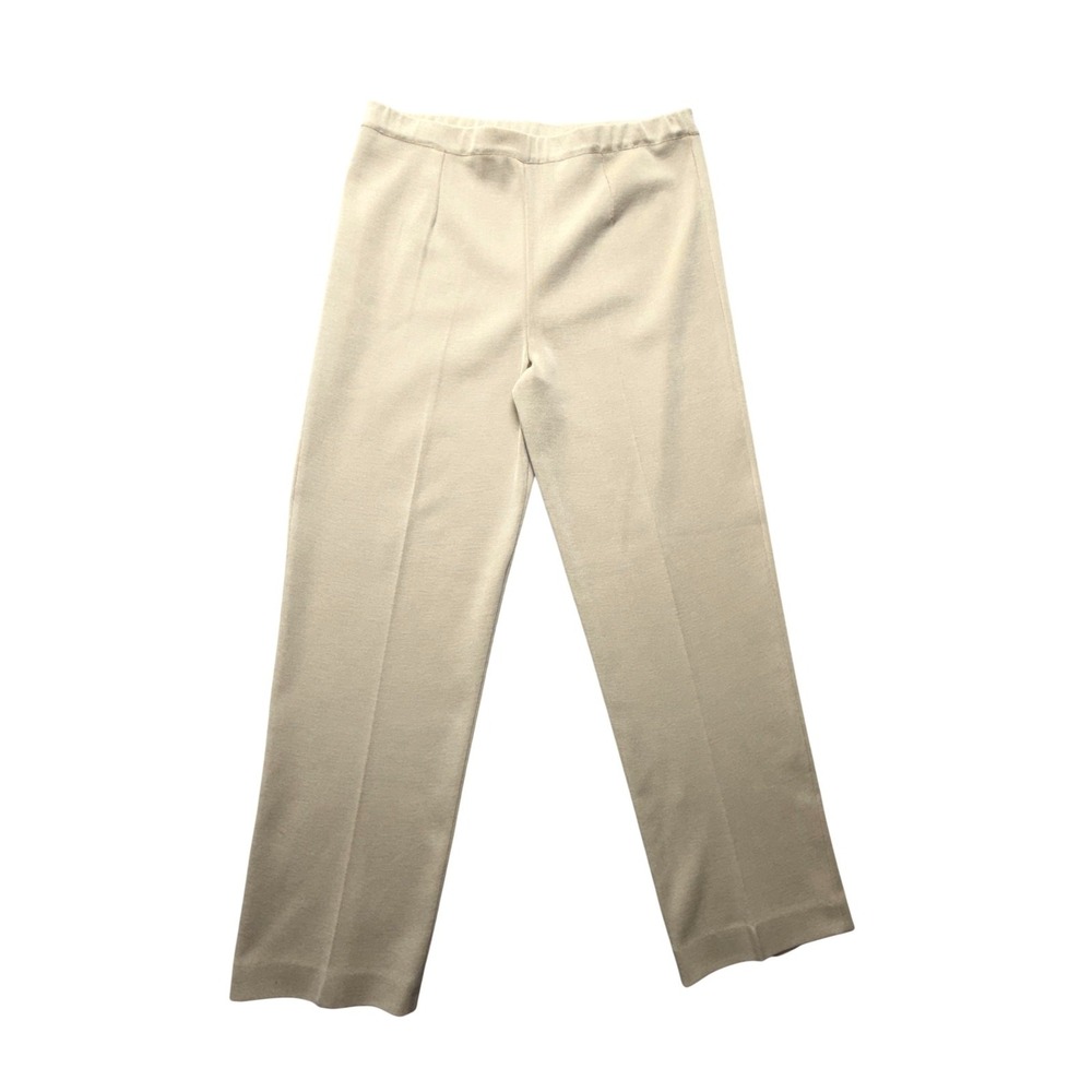 Ming Wang Womens Knit Dress Pants‎ Petite Large Beige Straight Leg Pull On